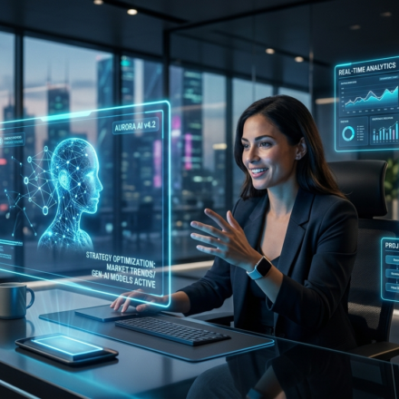 Best AI tools and software in 2026 futuristic workspace image
